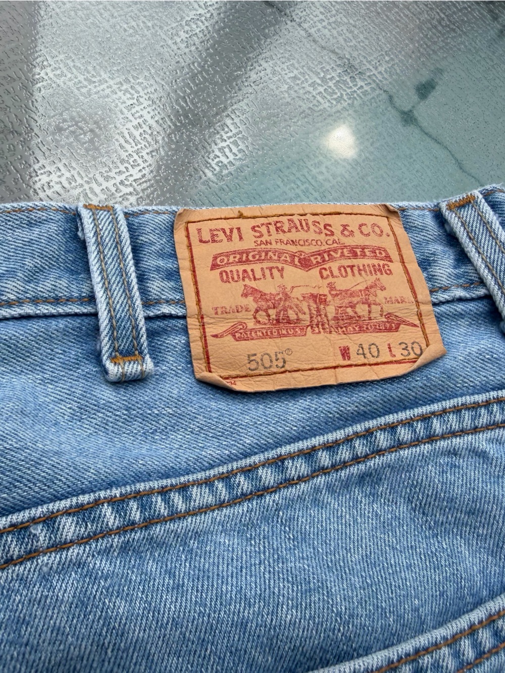 Levi's Men’s Light Blue Slim Jeans with Tan Leather Patch